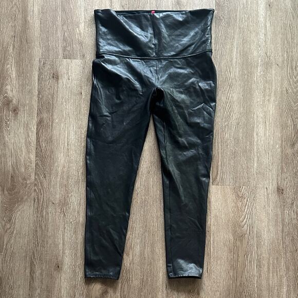 Spanx Faux Leather Leggings Black Size XL Petite 25